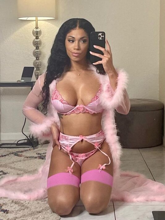 Jasmine Lotus in pink lingerie